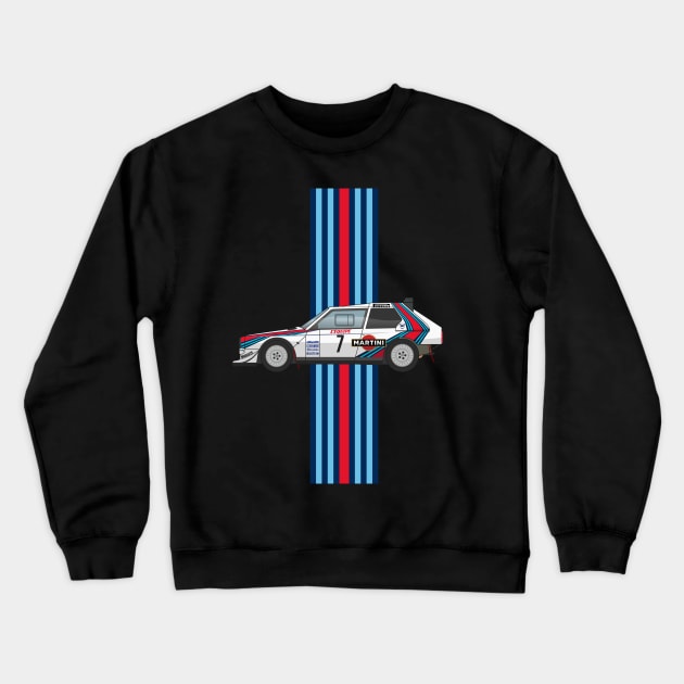 Lancia Delta S2 - Martini Racing Rally Car Illustration Crewneck Sweatshirt by Burro Wheel